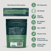 Nutrition Geeks Ashwagandha Calm+ 3000mg, vegan food supplement capsule packaging, no flavour, 60 capsules, ingredients and nutritional information & barcode