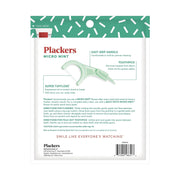 Plackers Micro Mint Dental Flossers, resealable bag packaging, Mint flavour, 150 flossers, barcode