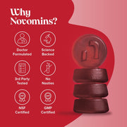 Novomins Iron Gummies 20mg with Vitamin C Strawberry 60 Count vegan gummies supplement close up