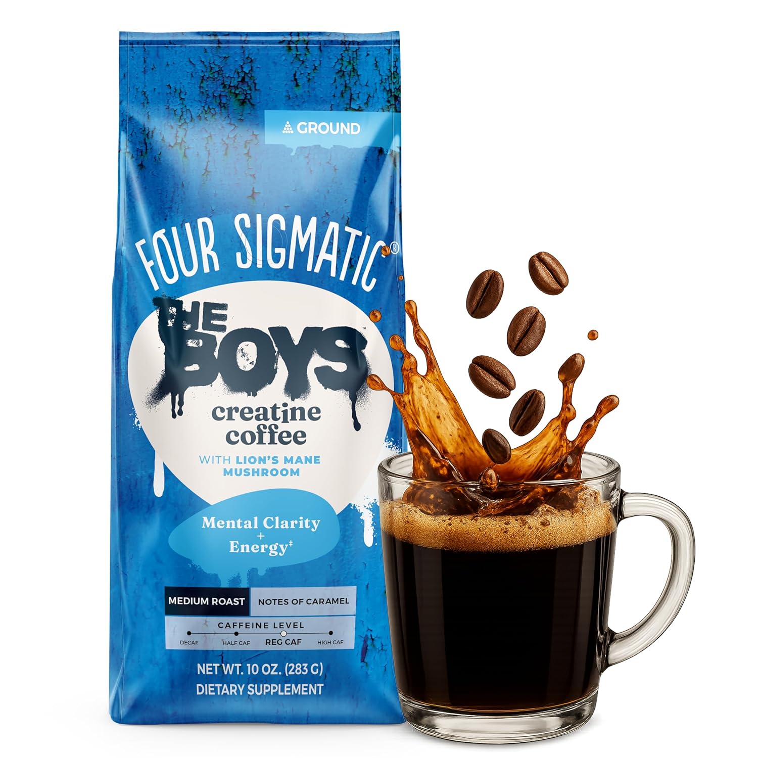 Four Sigmatic The Boys Creatine Coffee Medium Roast Ground Coffee 283g pack