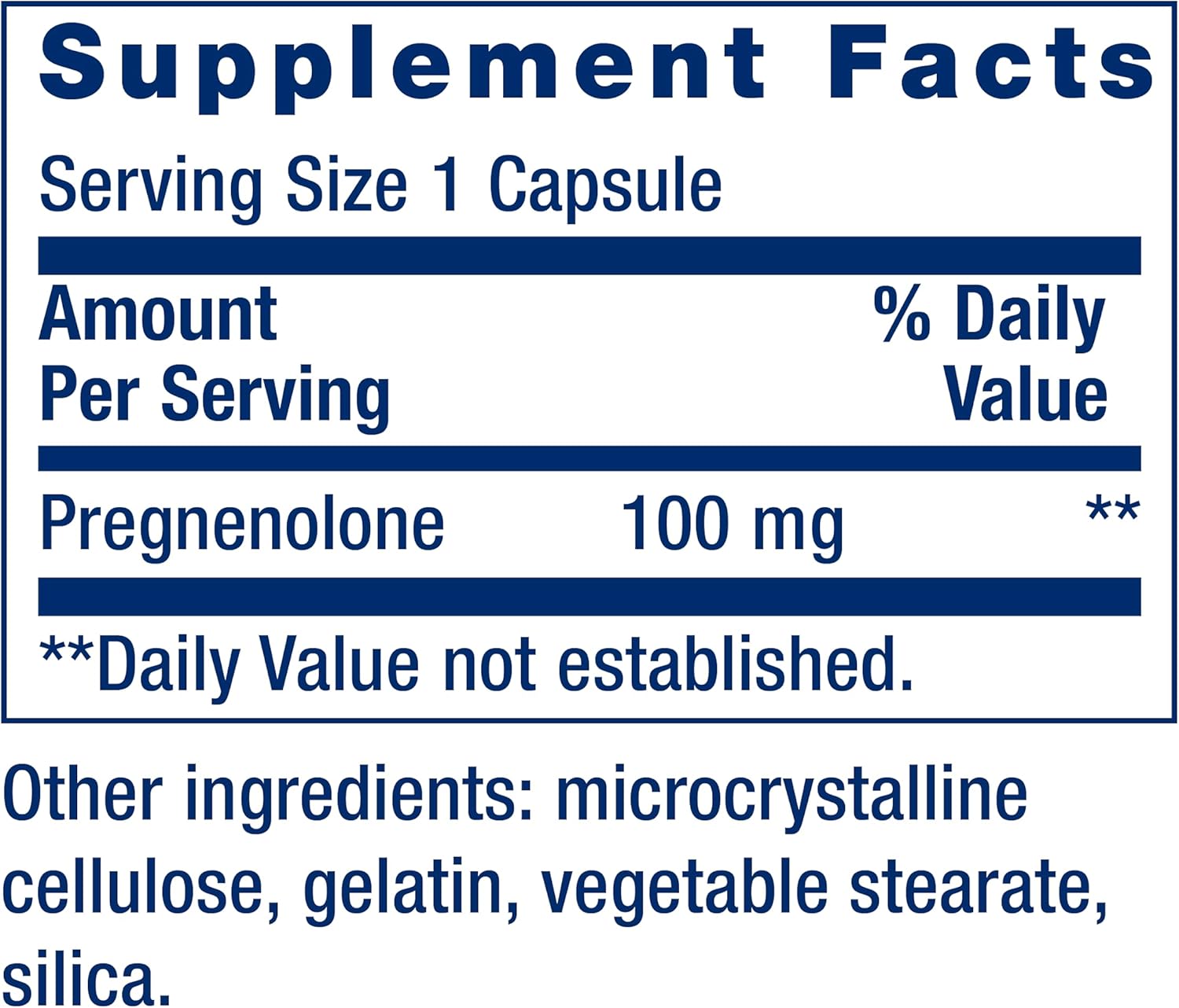 Life Extension Pregnenolone - 100mg Dietary Supplement for Wellness - 100 Capsules