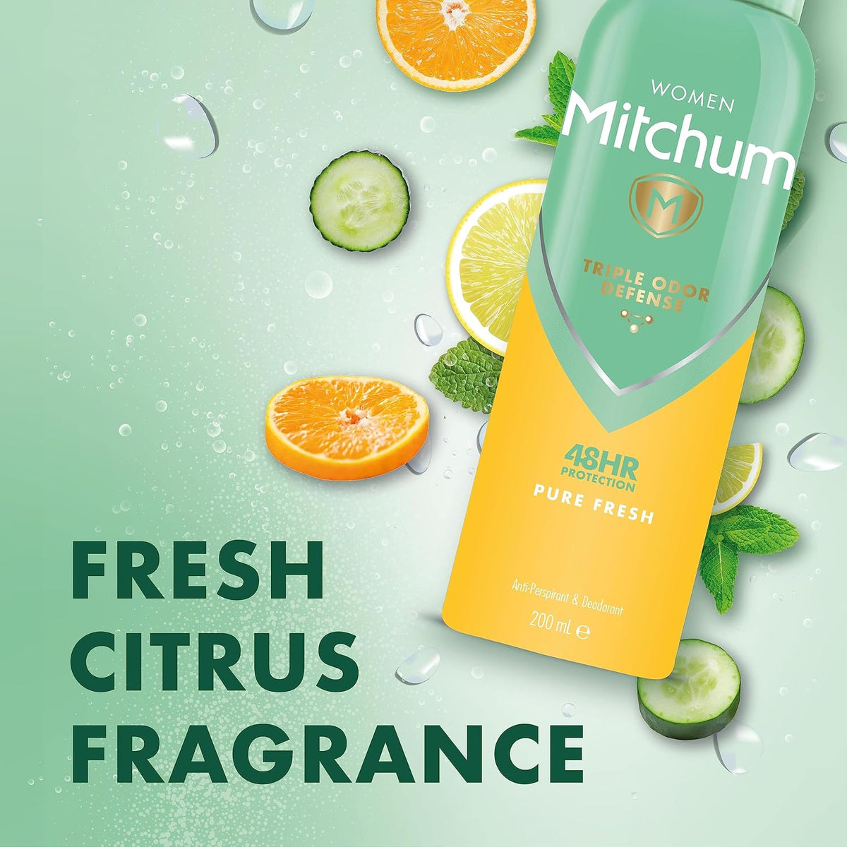 Mitchum Women's Pure Fresh antiperspirant aerosol 200ml spray can product information