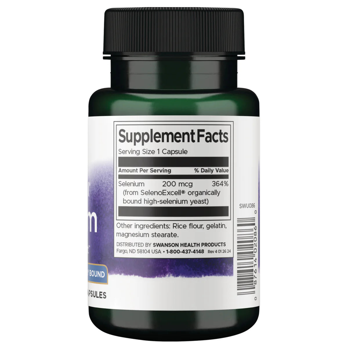 Swanson SelenoExcell Selenium 200mcg 60 Capsules Pack of 2 herbal dietary supplement bottle front label