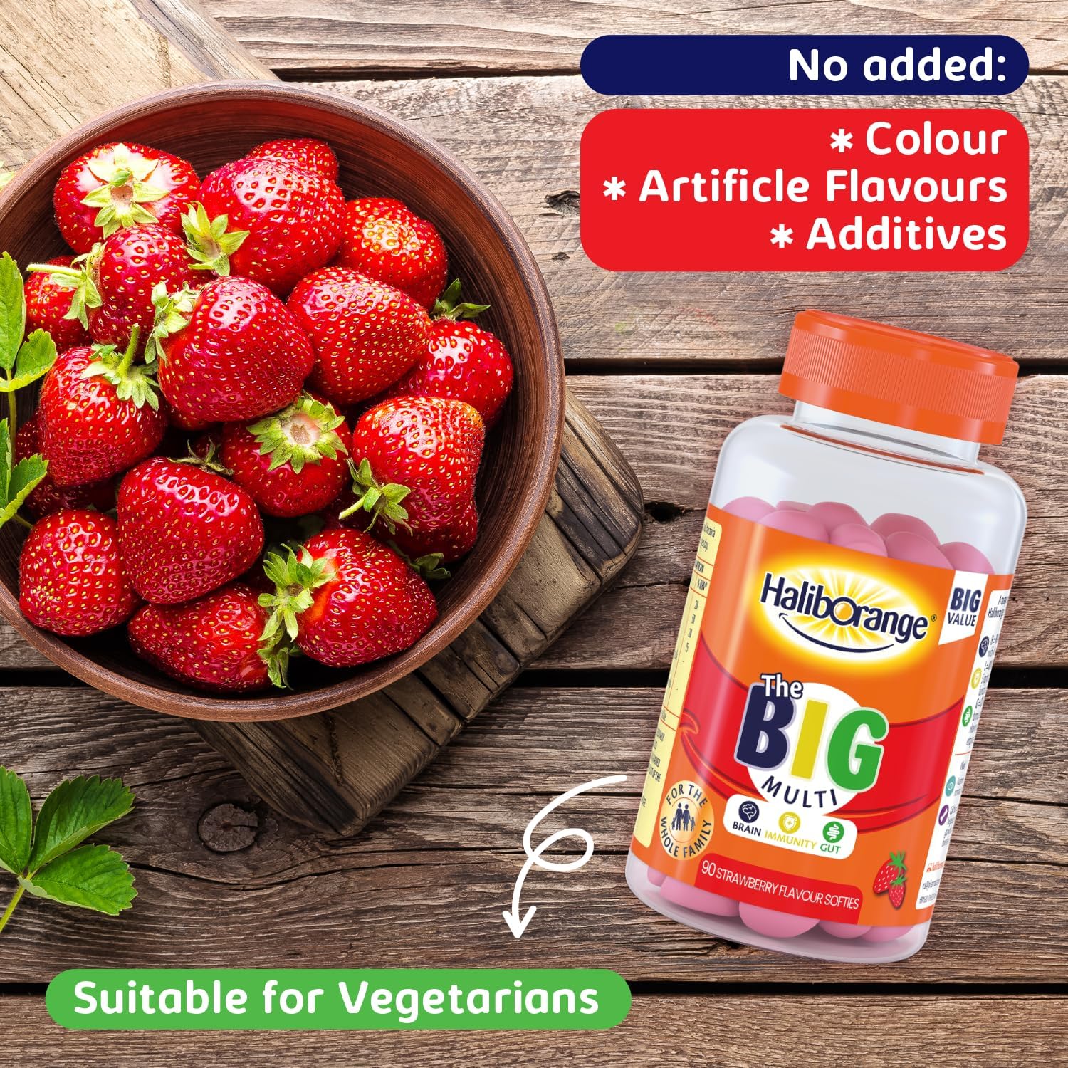 Lifestyle Image: Haliborange multivitamin softies strawberry gummies daily routine 90 count