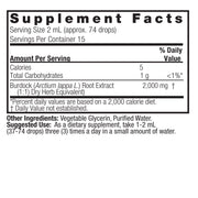 Nature’s Answer Burdock Root liquid extract supplement facts 30ml bottle