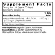 Nature’s Answer Valerian Root liquid extract supplement facts 30ml bottle