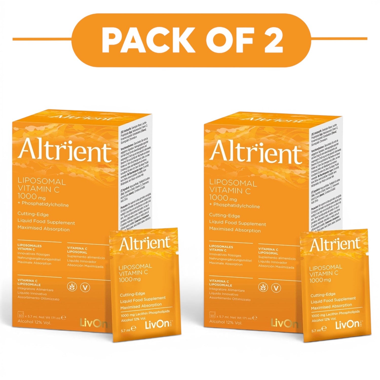Altrient Liposomal Vitamin C 1000mg Sachets 30 x 5.7ml Pack of 2