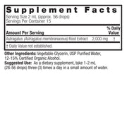 Nature’s Answer Astragalus supplement facts low alcohol 30ml back labelon a white background
