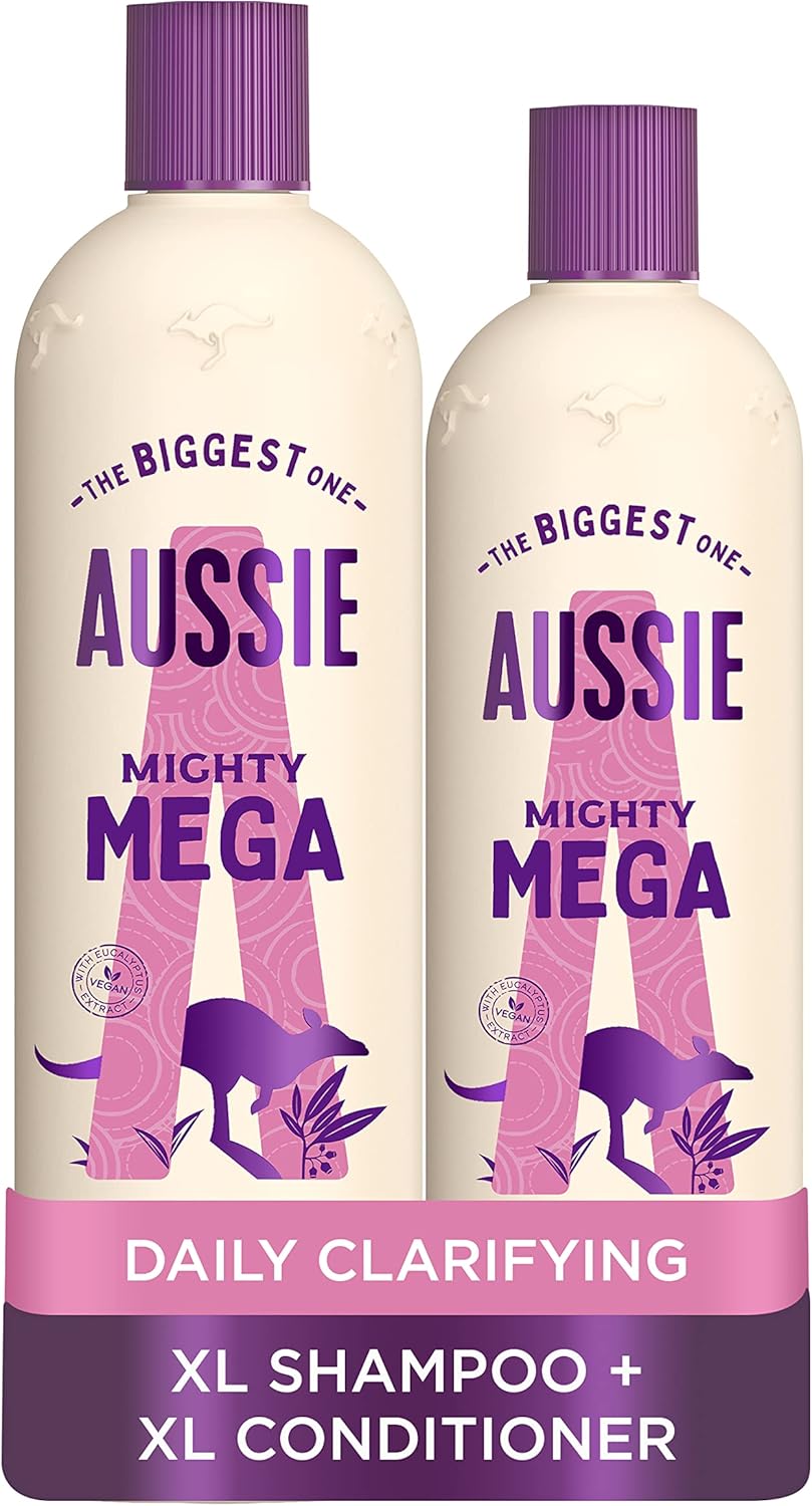 Aussie Mighty Mega Shampoo and Conditioner Bundle (675ml + 470ml)