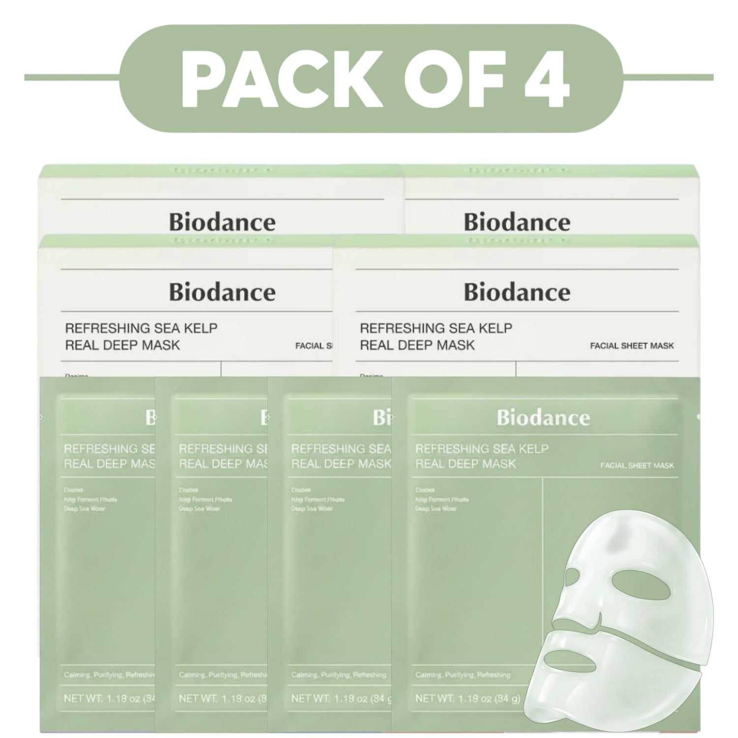 Biodance Refreshing Sea Kelp Hydrogel Face Mask 4 Sheets Pack of 4