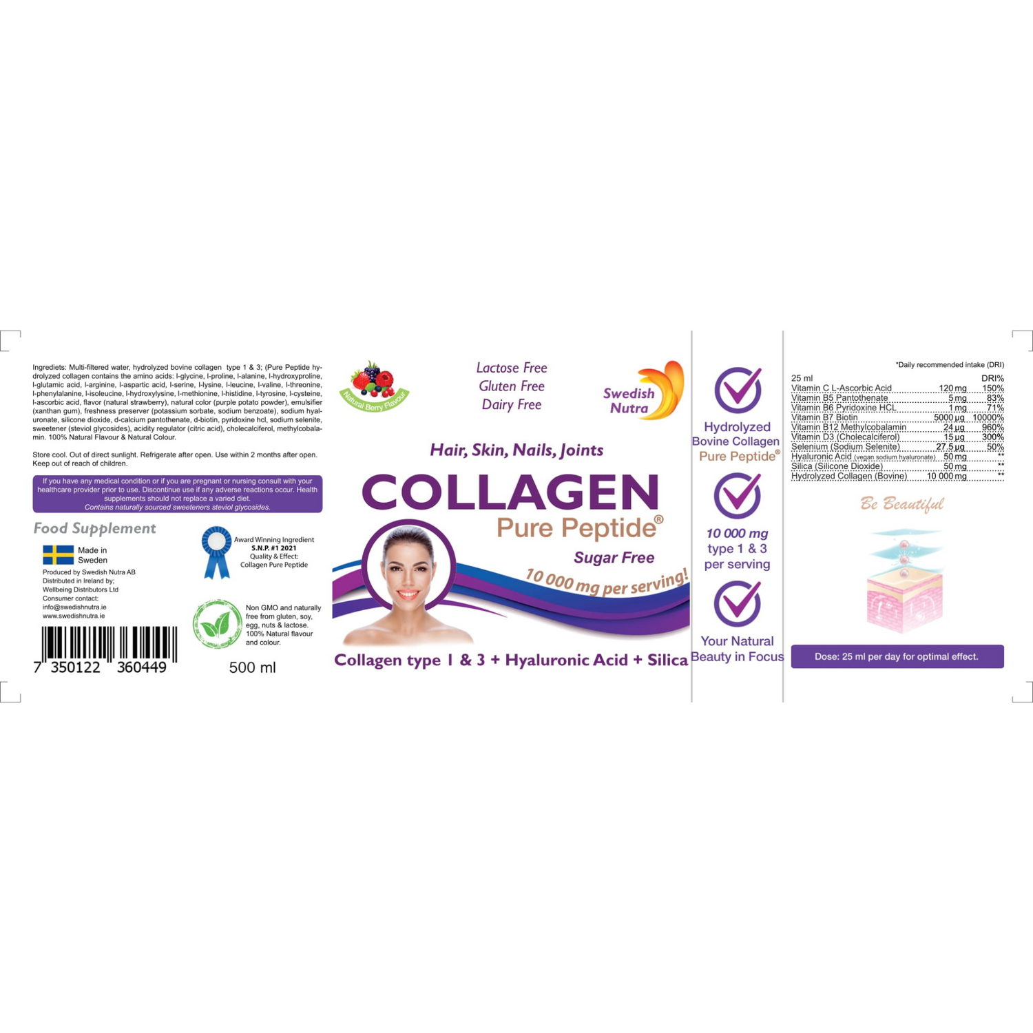 Barcode image: Swedish Nutra collagen pure peptide liquid 500ml barcode packaging