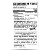Nature's Answer Vitamin D3 and K2 Liquid Drops Lemon 15ml supplement facts and directions