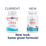 Nordic Naturals DHA Omega-3 830mg, Non-GMO - Strawberry Flavour Softgels old & new packaging