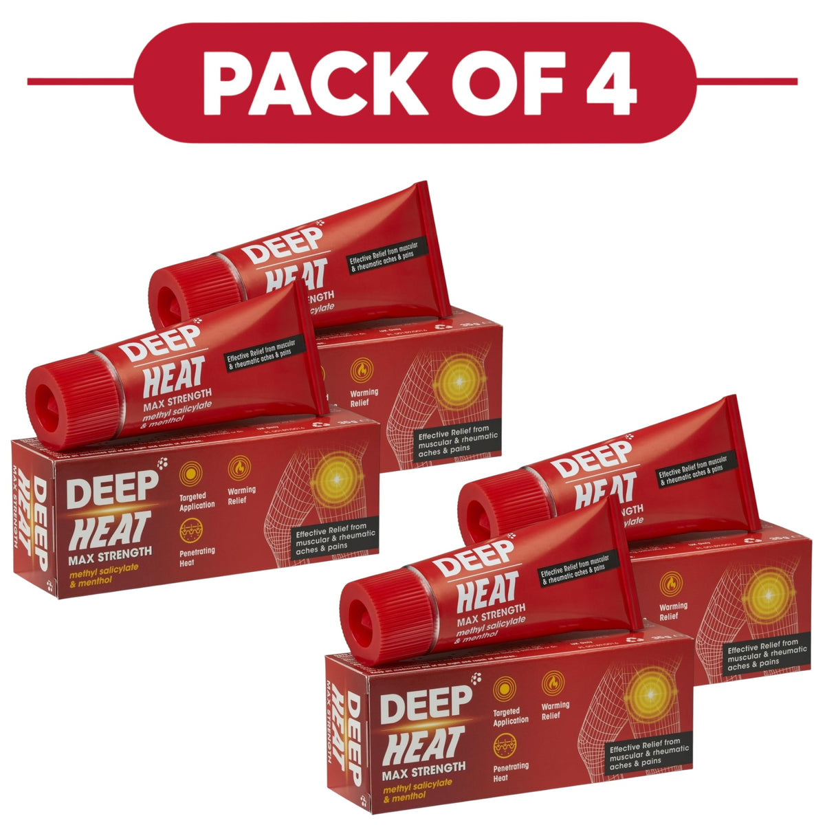 Deep Heat Max Strength Heat Rub Cream 35g Pack of 4