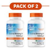 Doctor's Best Extra Strength Ginkgo 120mg 120 Veggie Capsules Pack of 2