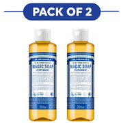 Dr. Bronner's Peppermint 18-in-1 Pure-Castile Liquid Soap 240ml Pack of 2