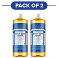 Dr. Bronner's Peppermint 18-in-1 Pure-Castile Liquid Soap 945ml Pack of 2