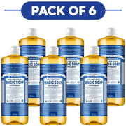 Dr. Bronner's Peppermint 18-in-1 Pure-Castile Liquid Soap 945ml Pack of 6