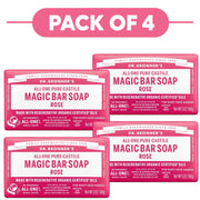Dr. Bronner's Pure-Castile Magic Bar Soap Rose 140g Pack of 4
