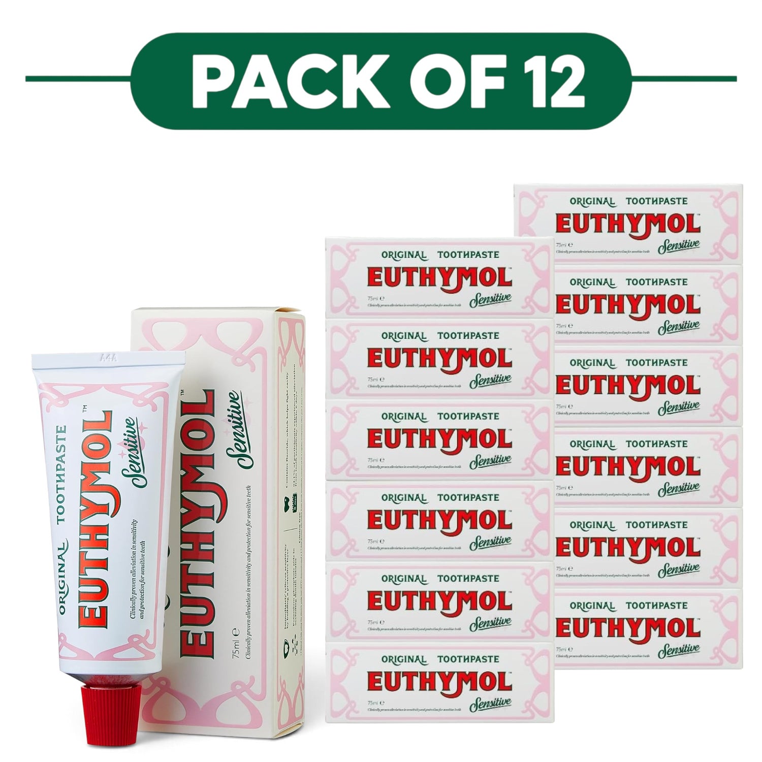 Euthymol Sensitive Fluoride Toothpaste 75ml Pack of 12