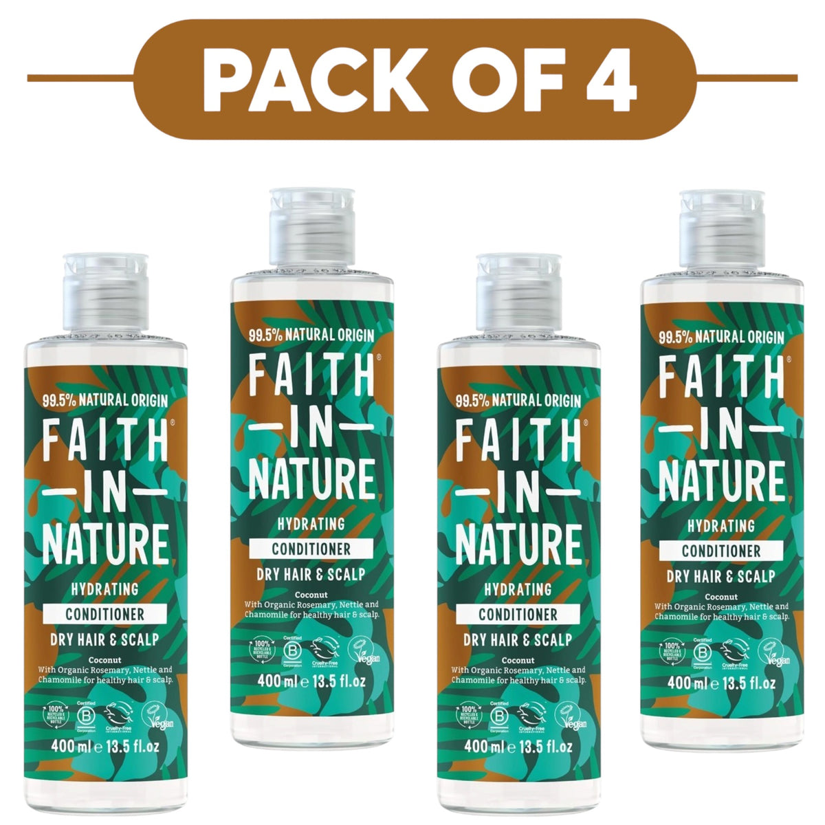 Faith In Nature Coconut Hydrating Conditioner 400ml Pack of 4