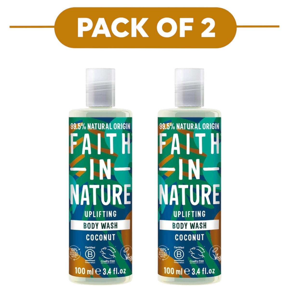 Faith In Nature Coconut Uplifting Body Wash 100ml Pack of 2