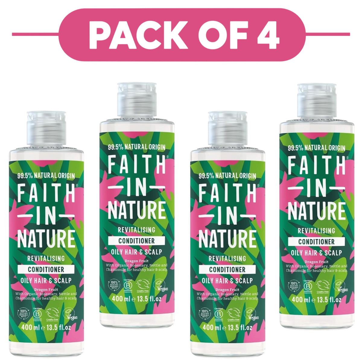 Faith In Nature Dragon Fruit Revitalising Conditioner 400ml Pack of 4