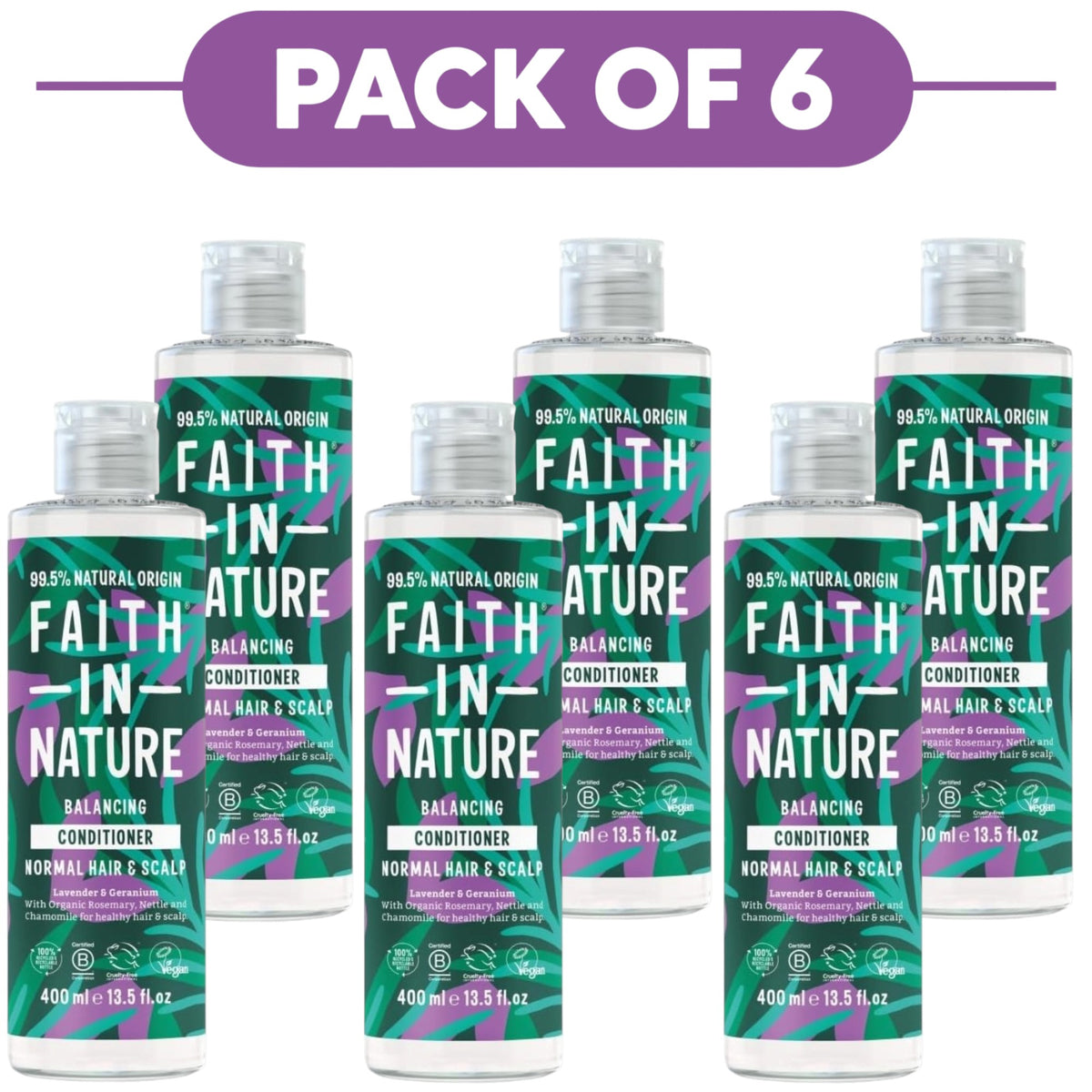 Faith In Nature Lavender & Geranium Balancing Conditioner 400ml Pack of 6