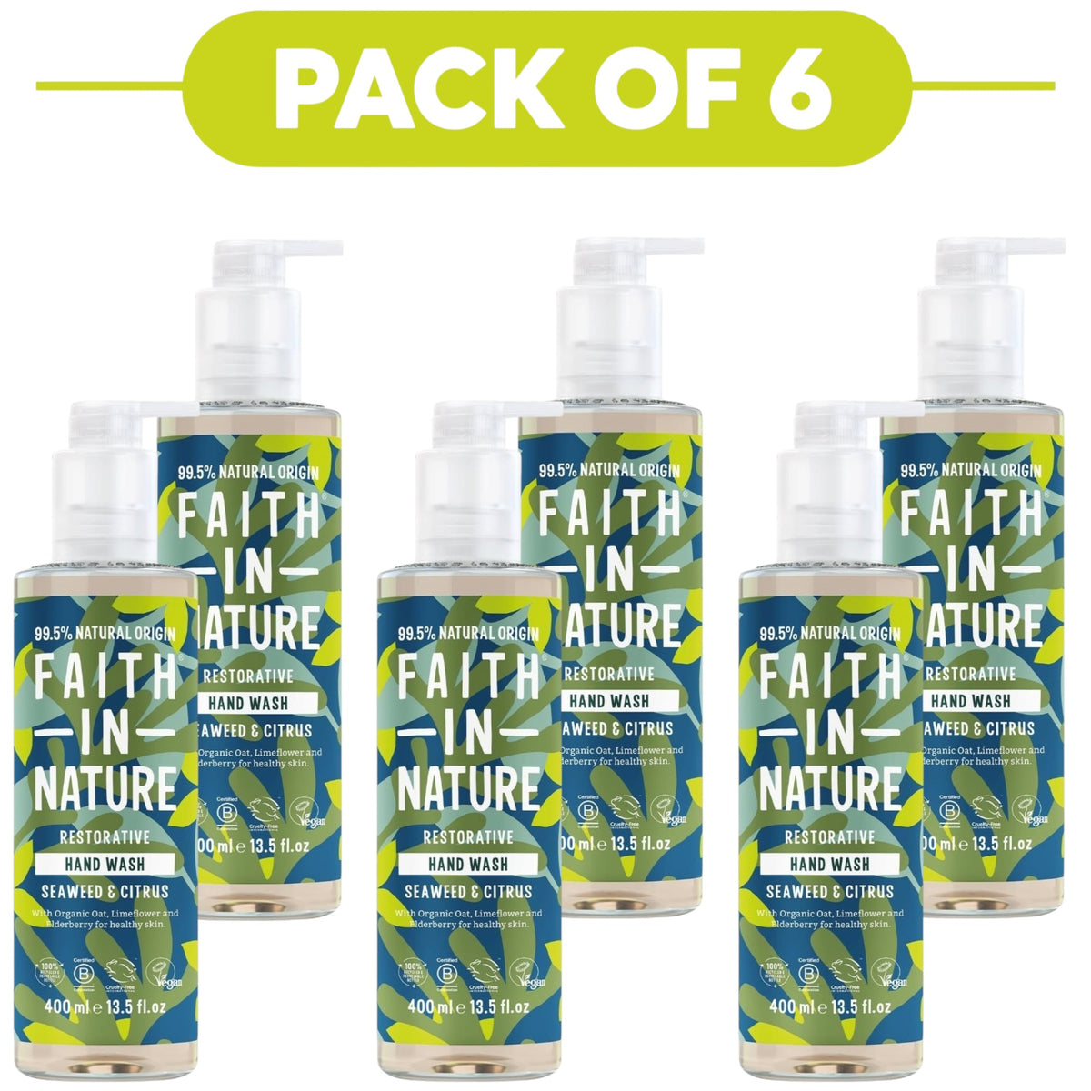 Faith In Nature Seaweed & Citrus Restorative Hand Wash 400ml Pack of 6