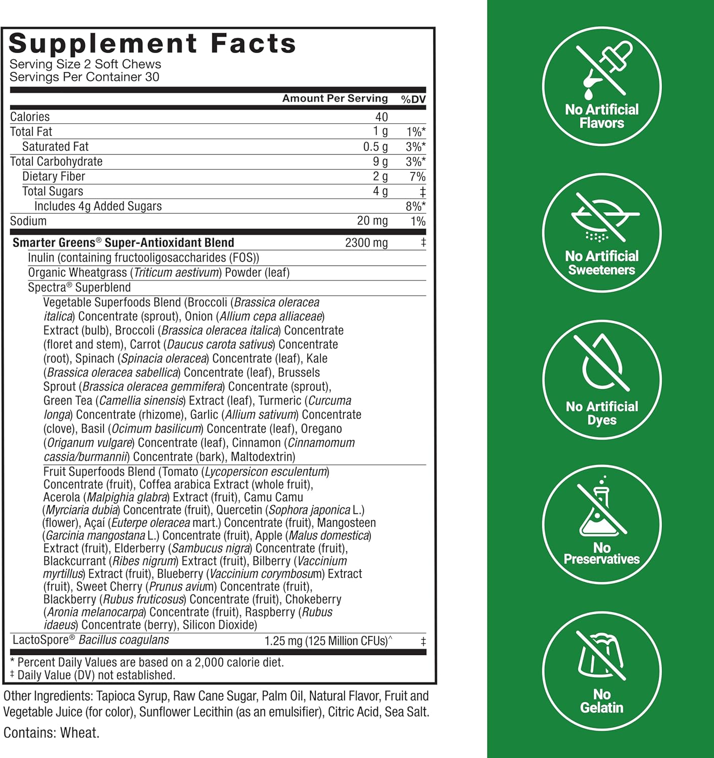 Force Factor Smarter Greens Superfood Soft Chews – 60 Count