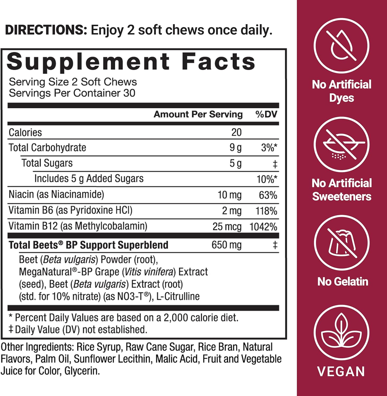 Force Factor Total Beets Blood Pressure Support Superfood Soft Chews – 60 Count