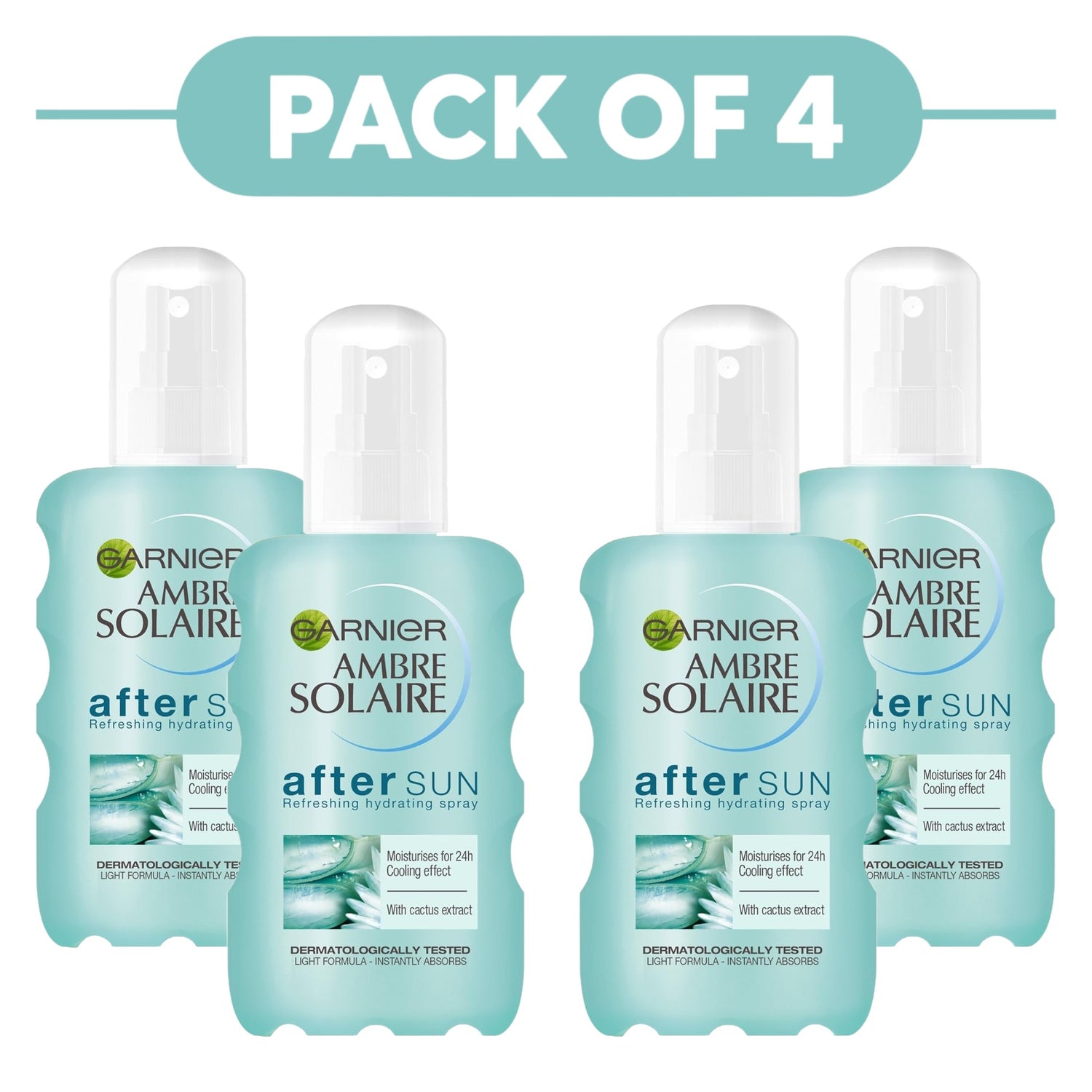 Garnier Ambre Solaire After Sun Refreshing Hydrating Spray 200ml Pack of 4