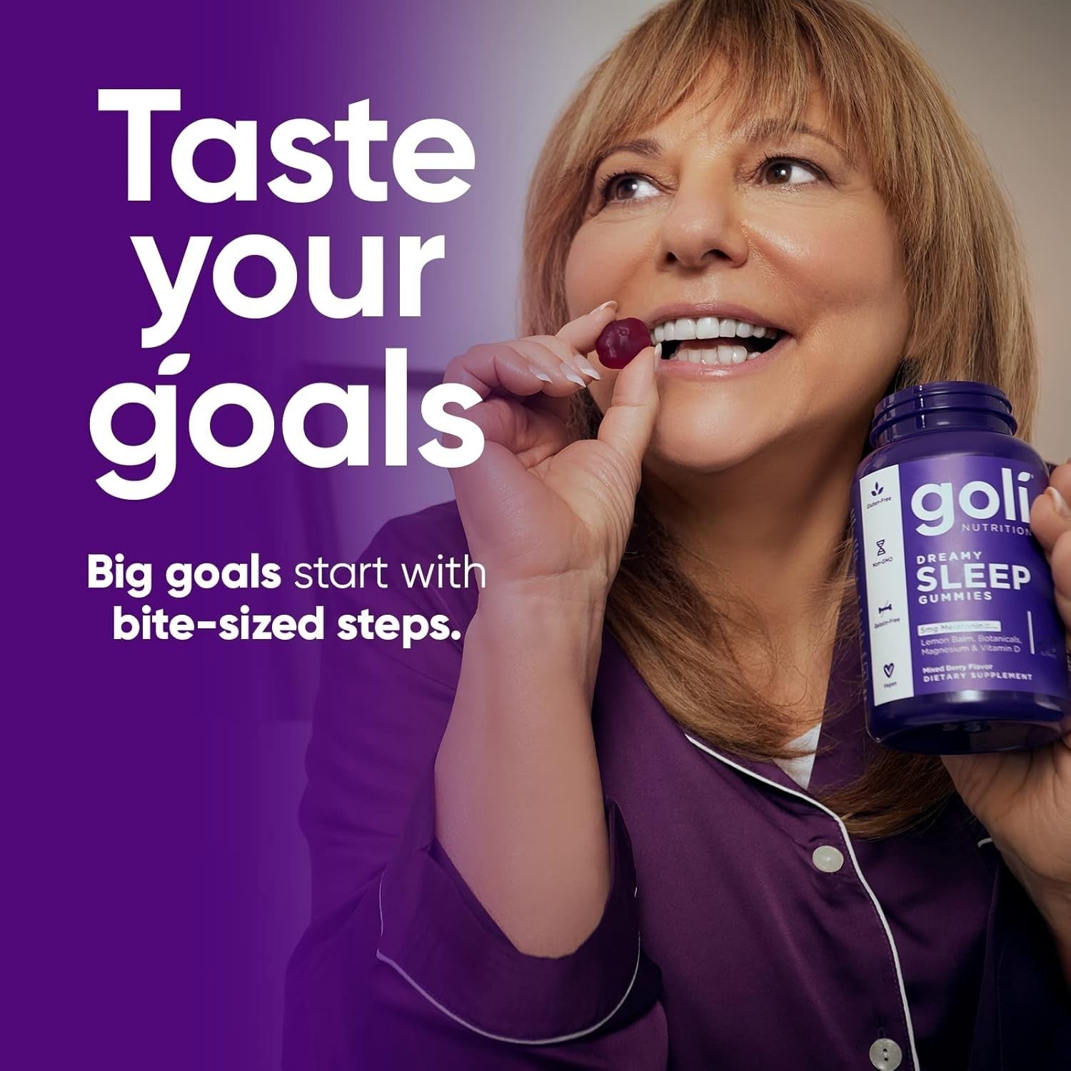 Goli Dreamy Sleep Gummies vegan melatonin supplement lifestyle image
