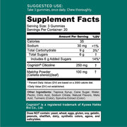 Supplement Facts & Ingredients Image: Goli Matcha Mind Cognitive Gummies ingredient label 60 gummies