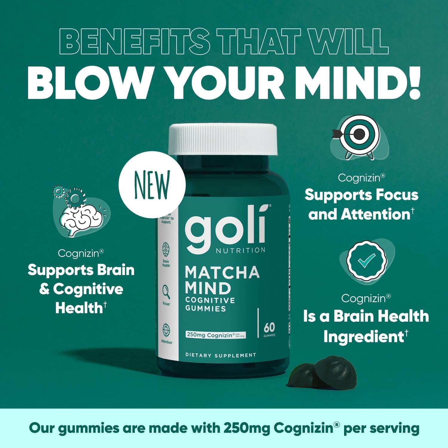 Goli Matcha Mind Cognitive Gummies vegan supplement lifestyle image