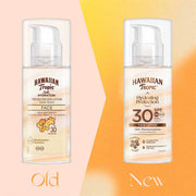 Hawaiian Tropic Hydrating Protection SPF30 Face Sunscreen pump bottle 50ml old & new