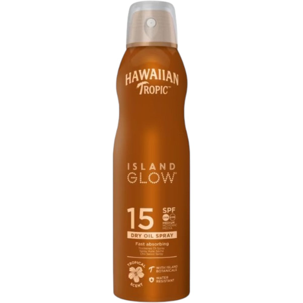 Hawaiian Tropic Island Glow SPF 15 Dry Oil Spray sun care aerosol can 177ml