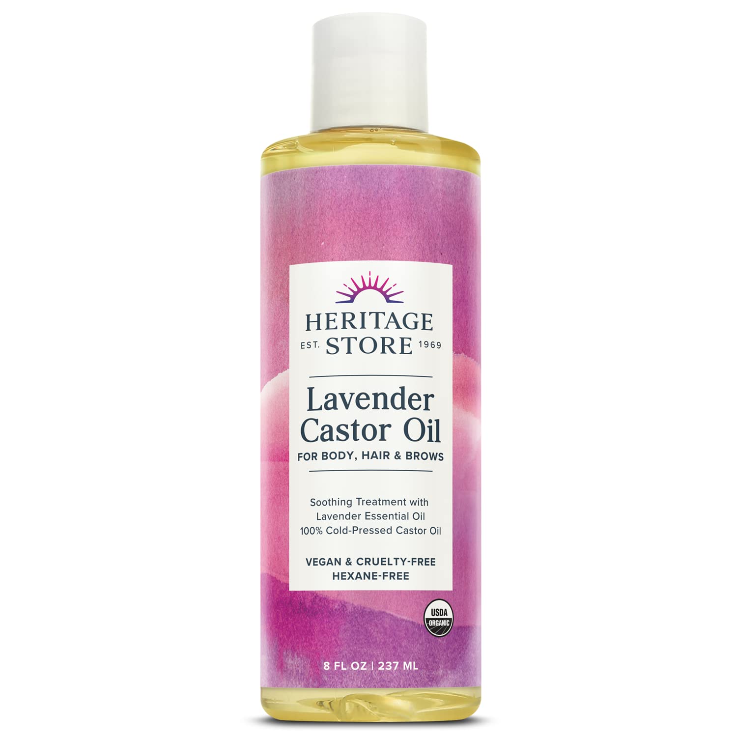 Heritage Store Lavender Castor Oil – 237ml Deeply Nourishing & Aromatic Oil for Hair, Skin & Wellness
