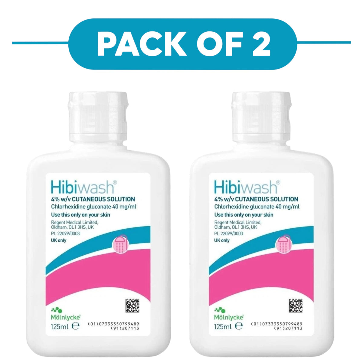 Hibiwash 4% w/v Chlorhexidine Gluconate Cutaneous Solution 125ml Pack of 2