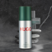 HUGO Man Deodorant Spray 150ml men’s fragrance deodorant front bottle on grey background