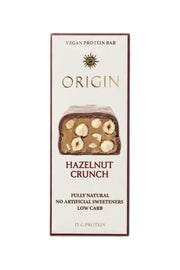 Origin Hazelnut Crunch Vegan Protein Bar 45g packaging
