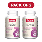 Jarrow Formulas Biotin 5000mcg Vegan 100 Veggie Capsules Pack of 2