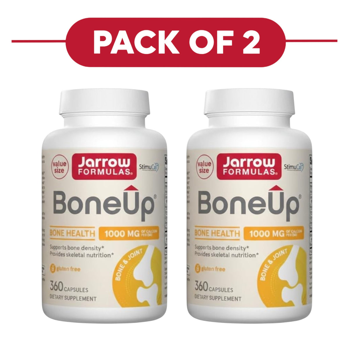 Jarrow Formulas BoneUp Calcium 1000mg 360 Capsules Pack of 2