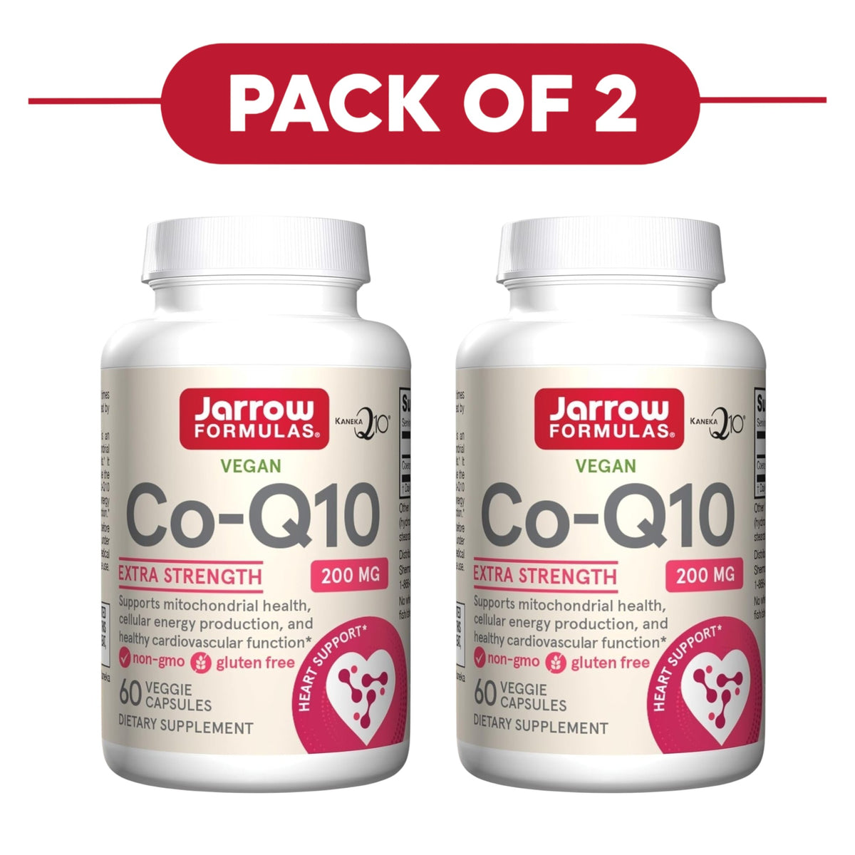 Jarrow Formulas Co-Q10 200mg 60 Veggie Capsules Pack of 2
