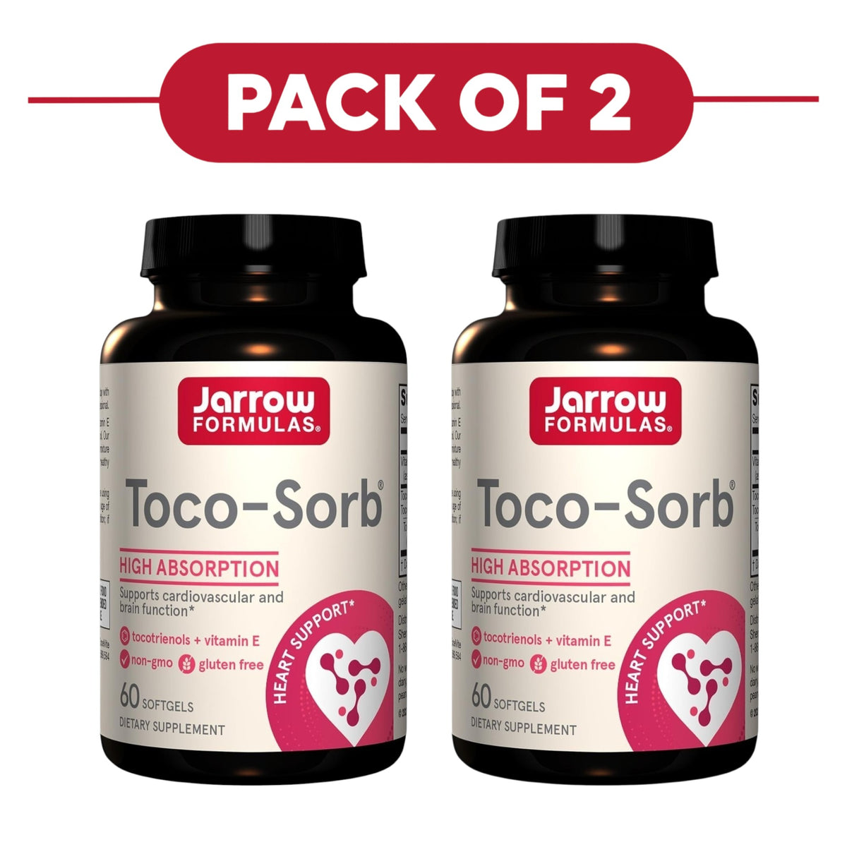 Jarrow Formulas Toco-Sorb Tocotrienols Vitamin E 60 Softgels Pack of 2