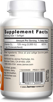 Barcode Image: Jarrow Formulas vitamin d3 5000 IU 125mcg softgels 100 count barcode packaging