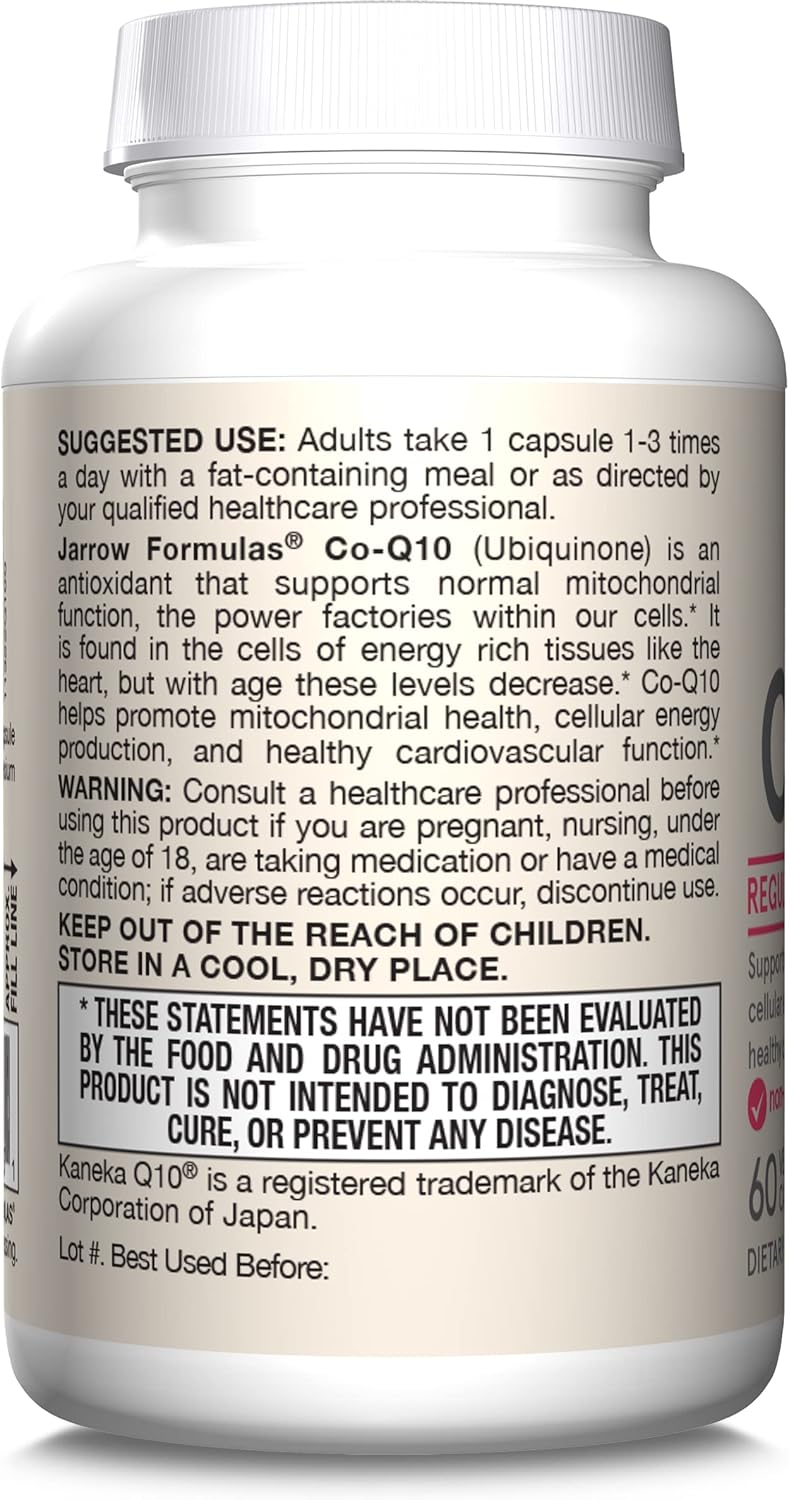 How to Use Image: Jarrow Formulas CoQ10 100mg veggie capsules usage instructions 60 count