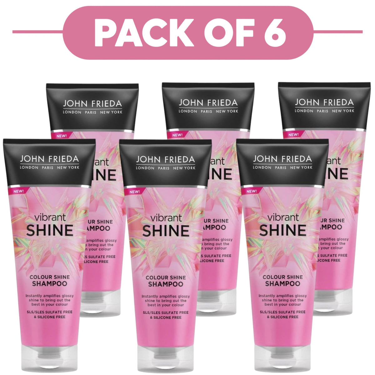 John Frieda Vibrant Shine Colour Shine Shampoo 250ml Pack of 6