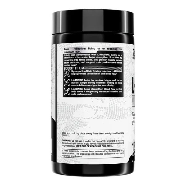 Nutrex L-Arginine 1000mg 120 capsules supplement facts label
