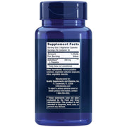 Life Extension L-Theanine vegetarian capsules dietary supplement bottle, 60 capsules, supplement facts and ingredients